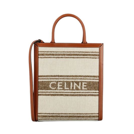 Celine Cabas Striped Raffia Tote Bag