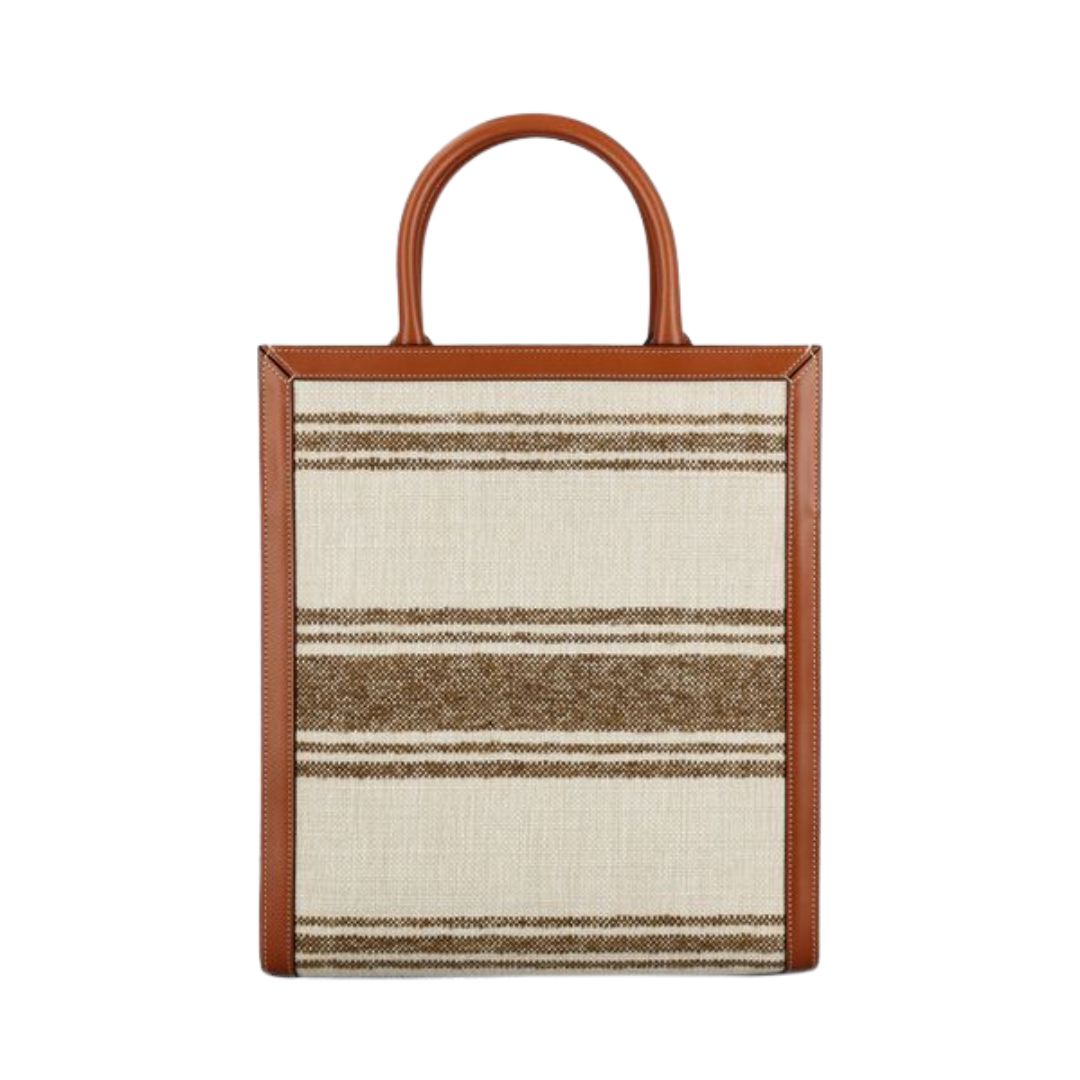 Celine Cabas Striped Raffia Tote Bag